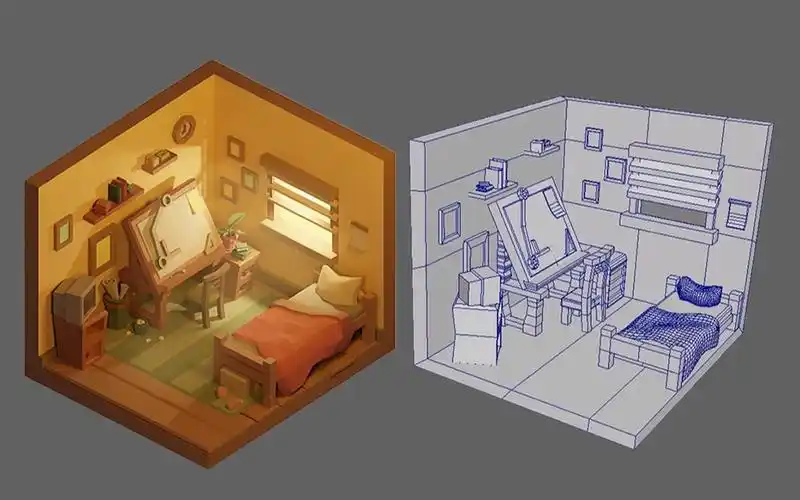 【maya建模】正确分析结构比例关系,室内场景建模布线技巧