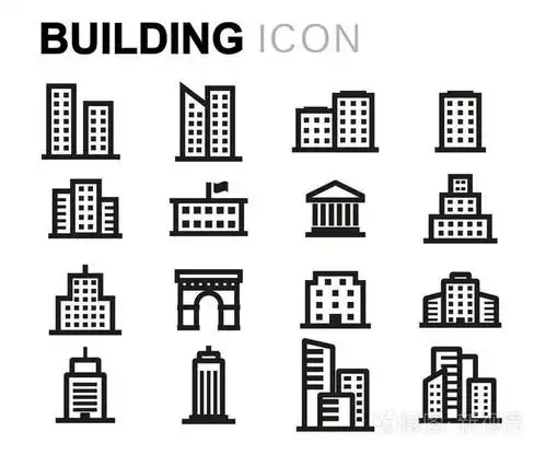 矢量线建筑物图标集