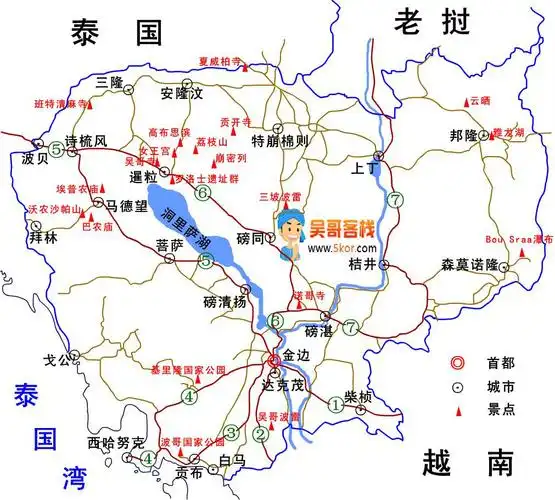 原始图片 长途车是在从金边出发,途径磅湛,磅同直至暹粒终点的6号国道