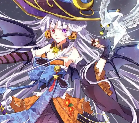 我找一张左眼是红色右眼是紫色的动漫白发古装少女图片