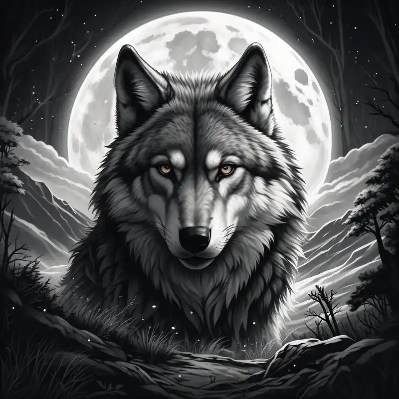 92孤狼之魂,黑白素描头像96 探索孤狼的内心世界,用黑白素描展现