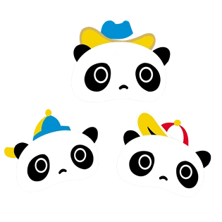 卡通三个熊猫头