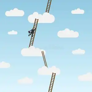 商人提着公文包爬梯子照片