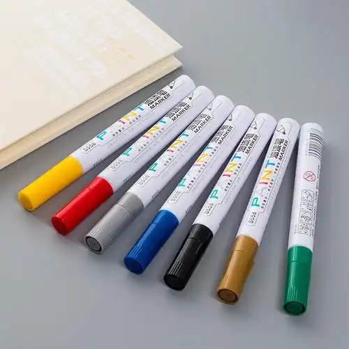 得力油漆笔油性记号笔轮胎白色不掉色不褪色防水画鞋画t恤画衣服黑diy