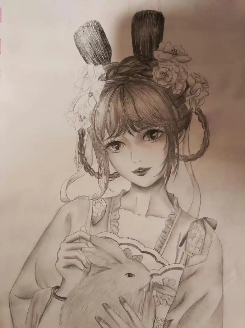 绘画#古风人物绘画 #兔年吉祥 兔年啦,高低整个 - 抖音