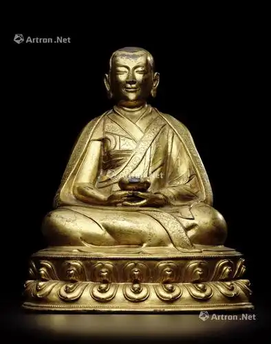 3225十五十六世纪西藏铜鎏金冈波巴像