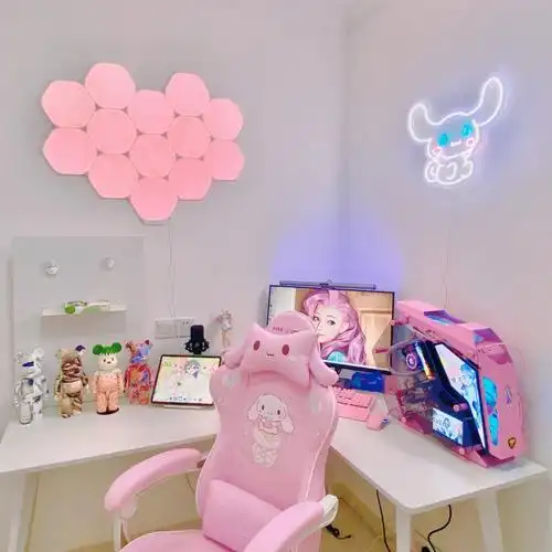 粉色氛围少女电竞房可爱电脑屋