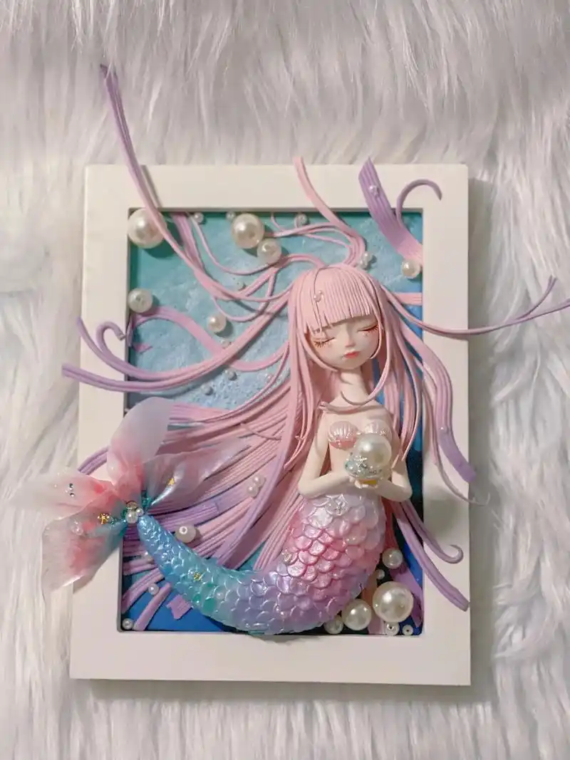 原创粘土美人鱼作品终于大体完工,再丰富一下细节再做过程视频
