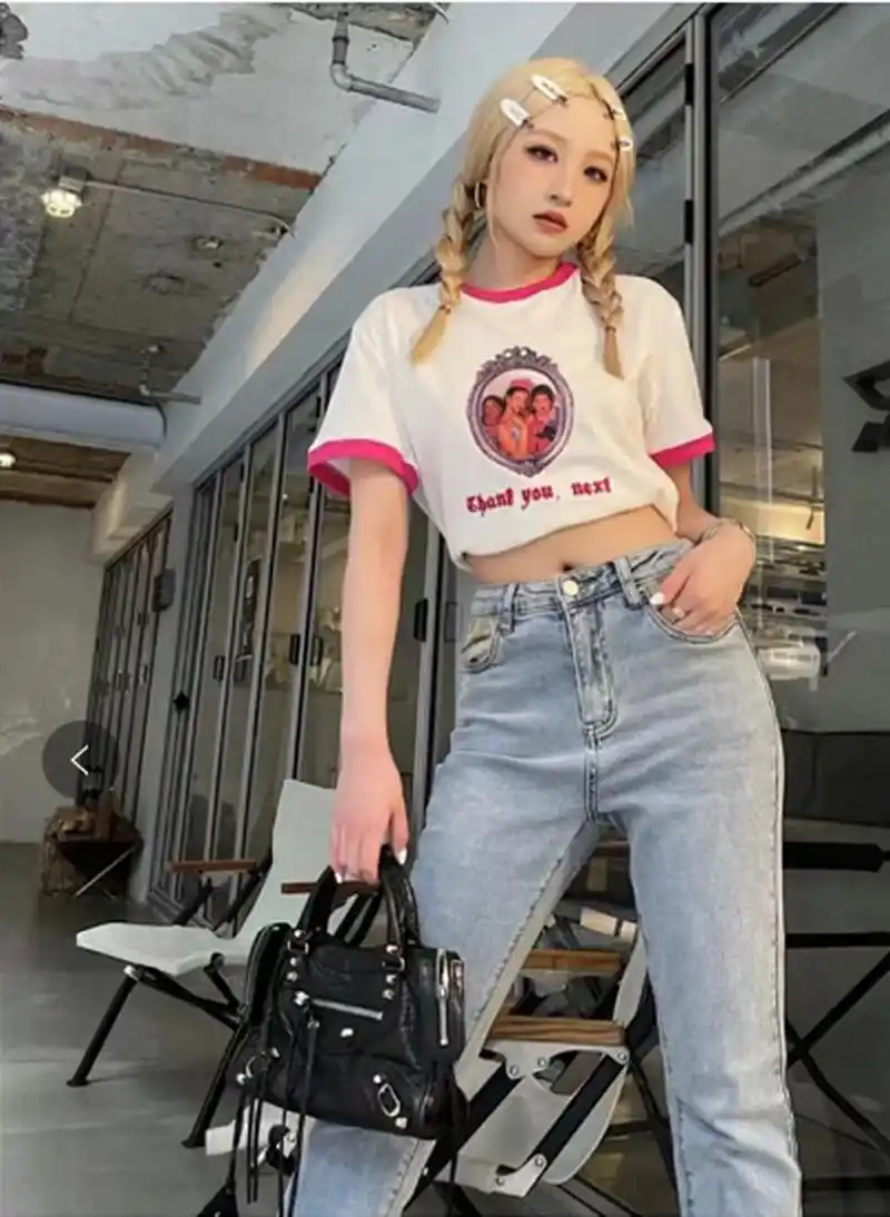 dpercent|pretty baby 今日份辣妹可爱拽,穿不腻的白tee牛仔裤,夏日出