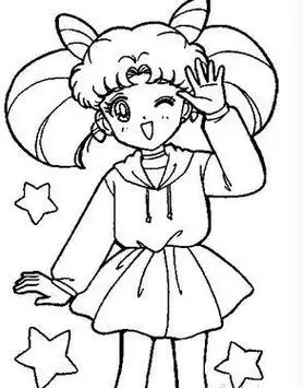 水彩笔简笔画少女变身