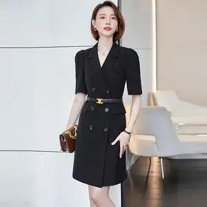 黑色西装连衣裙女2022春新款高级感韩版时尚气质工作服女士正装裙