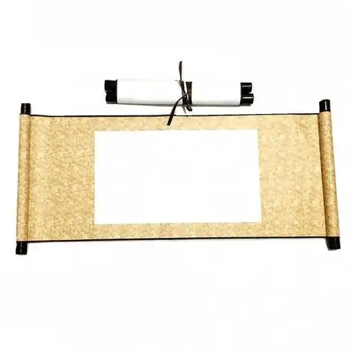 仿绫纸空白画轴迷你小卷轴圣旨款式书法国画剪纸画卷空白宣纸挂轴