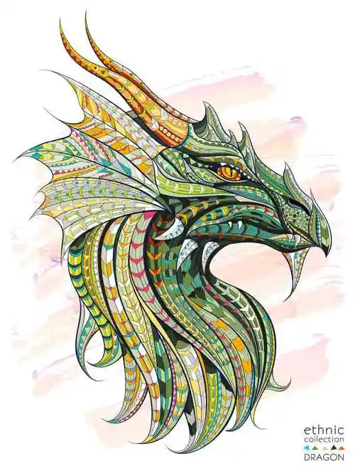 彩色色块的矢量独角兽图腾图案