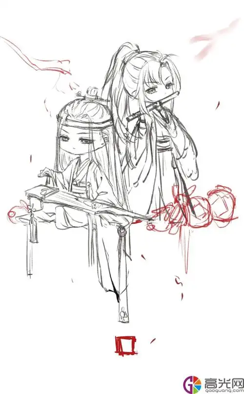 魔道祖师魏无羡蓝忘机天天手绘魏无羡蓝忘机q版画法步骤