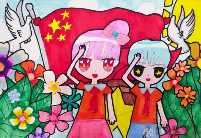 红色爱祖国简笔画