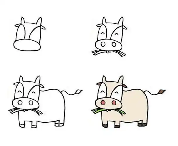 同形态的小牛简笔画素材大全 简单几笔就能画出来,图片,简笔画-学笔画