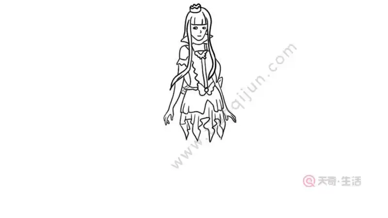 3,然后画出白光莹的双腿和鞋子