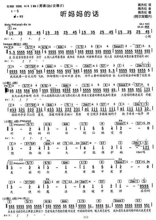 听妈妈的话(编配乐谱)