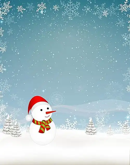 矢量梦幻雪人雪景冬天背景素材