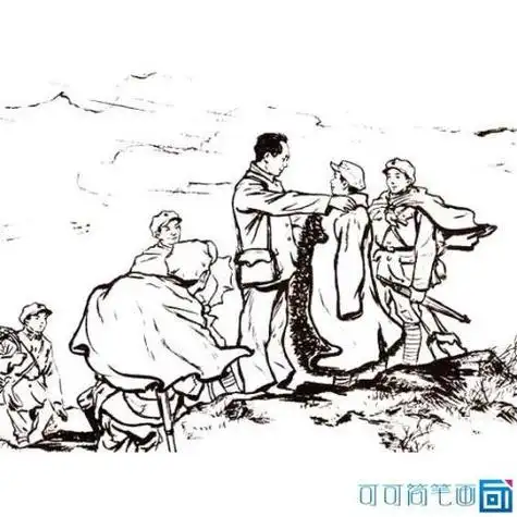 线路图简笔画的图片关于红军长征的简笔画有颜色儿童红军长征简笔画