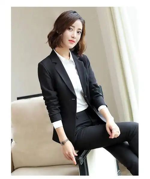 职业工作者直筒西裤新款西装套装女春秋职业装女装套装西服女学生面试