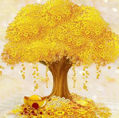 发财树 金钱树 黄金树 钻石画