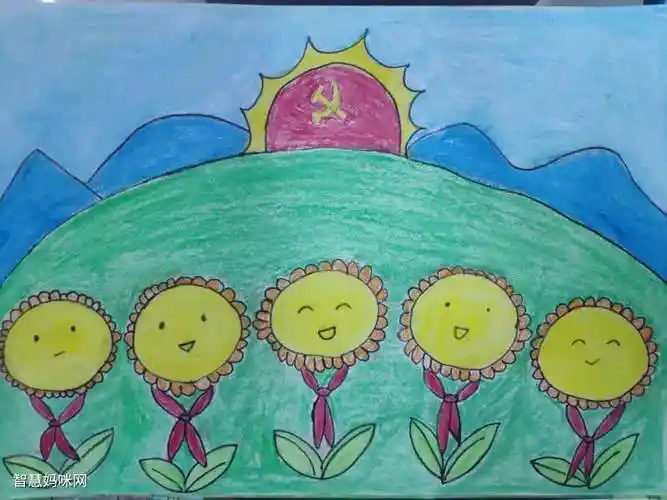 2022童心向党喜迎二十大小学组儿童画作品