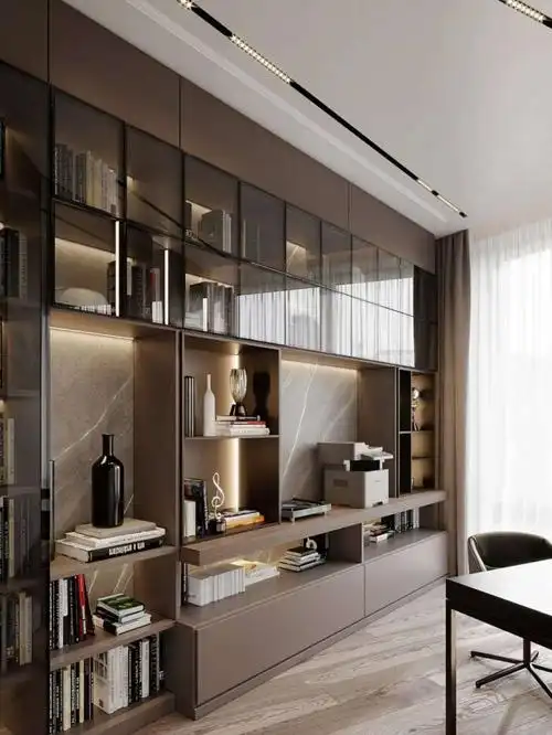 欧派地板现代简约书柜设计效果图