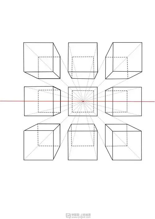 临摹一点透视正方体绘画基础透视的练习