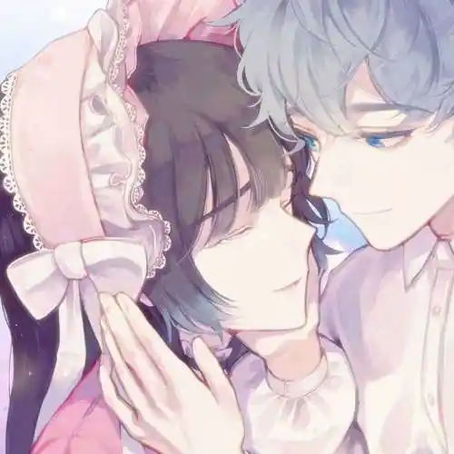 创意动漫男女接吻,牵手等一人一半头像图片