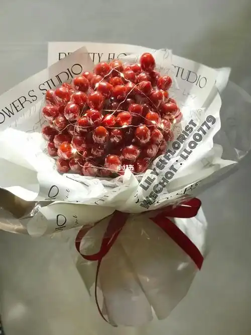 花艺自由行热门攻略_花束_花艺_黄皮_圣女果_水果花束_美食_美食展示