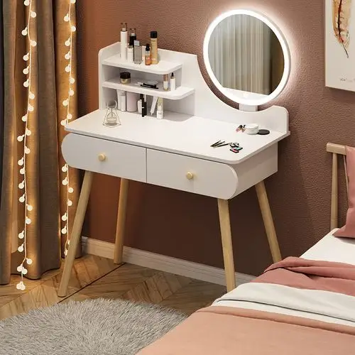 梳妆台现代简约卧室小户型收纳柜一体化妆台网红风小型化妆桌家装
