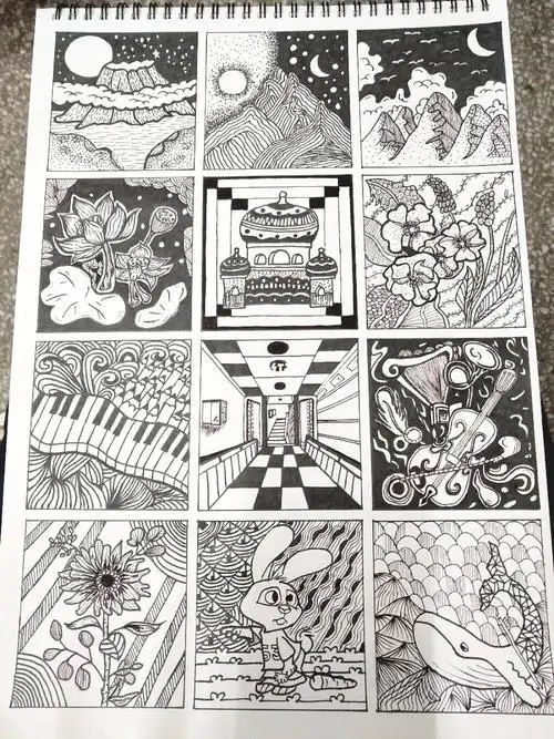 简单的点线面简笔画