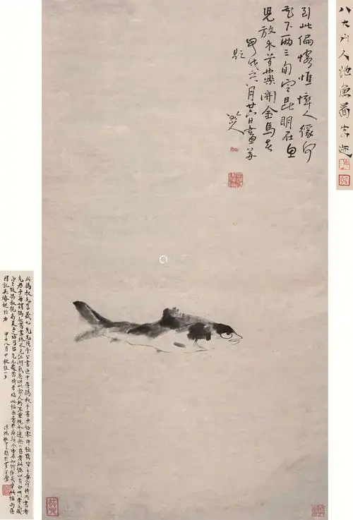 朱耷 游鱼图 立轴 水墨纸本-【山 价格 图片】