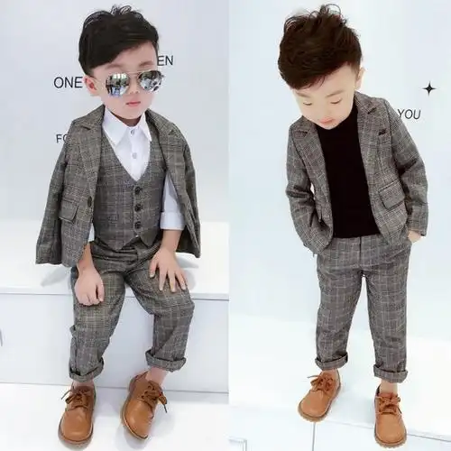 两岁男童小西西服套装英伦儿童西装潮装帅宝宝套装
