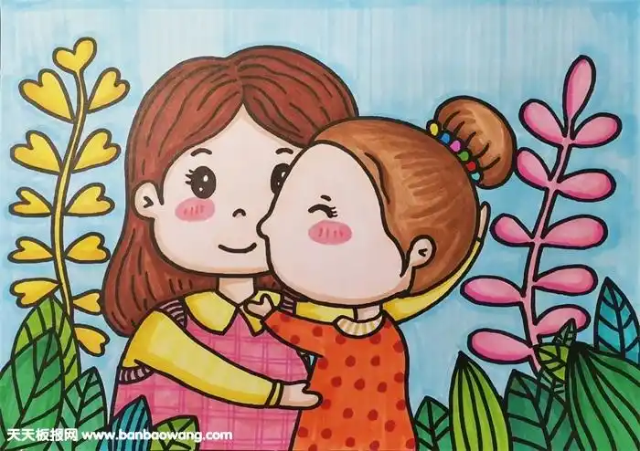 儿童画美丽的妈妈