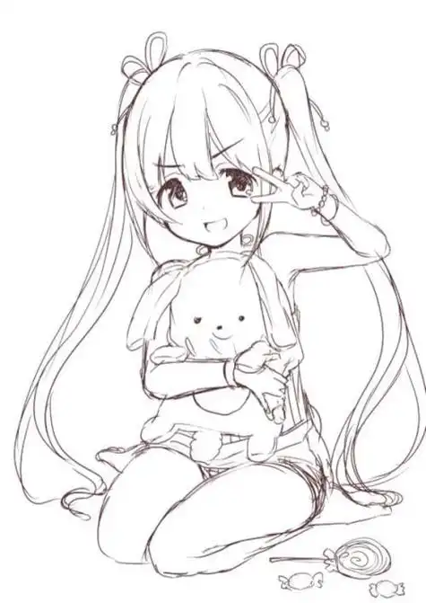 动漫人物简笔画图片简笔画人物少女全身二次元简单二次元少女人物简笔