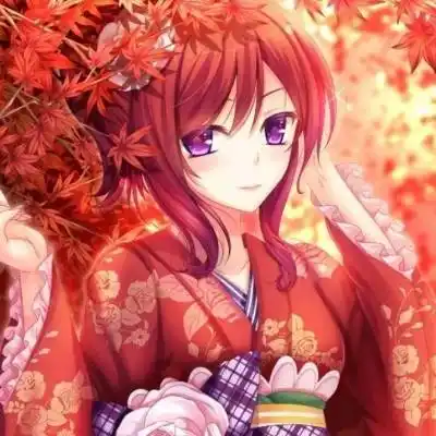 枫叶少女动漫头像 二次元梦幻枫叶背景图片大全 - 微信头像 - 潮人