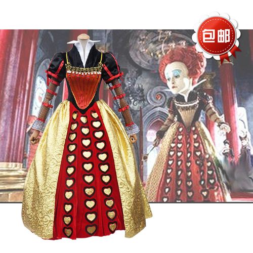 迪斯尼 爱丽丝梦游仙境  红桃皇后 礼服cosplay全套女装定做包邮