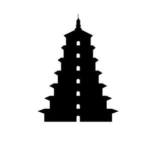 大雁塔剪影古代建筑黑色装饰图案