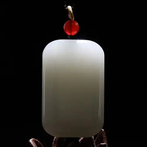 玉友和田玉青白玉冰晴平安无事牌吊坠男女款玉坠玉佩玉石玉器挂件