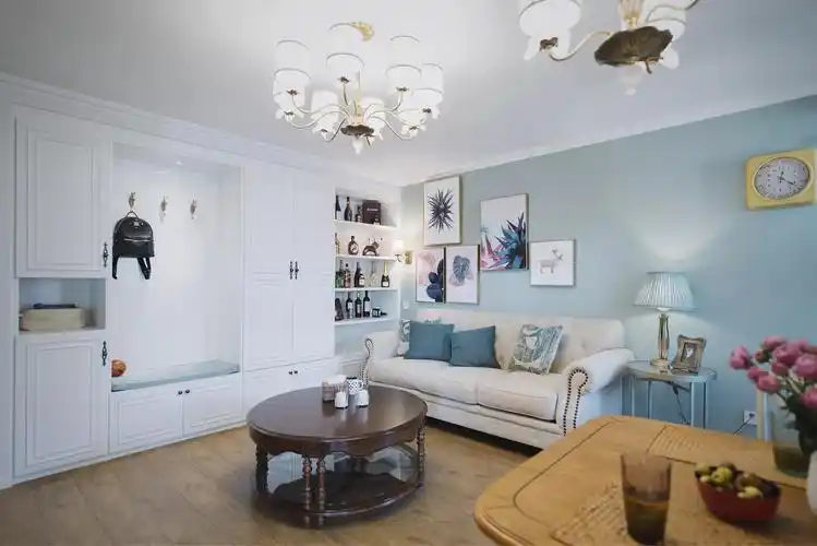 59㎡现代美式风格小两居客厅整体设计效果