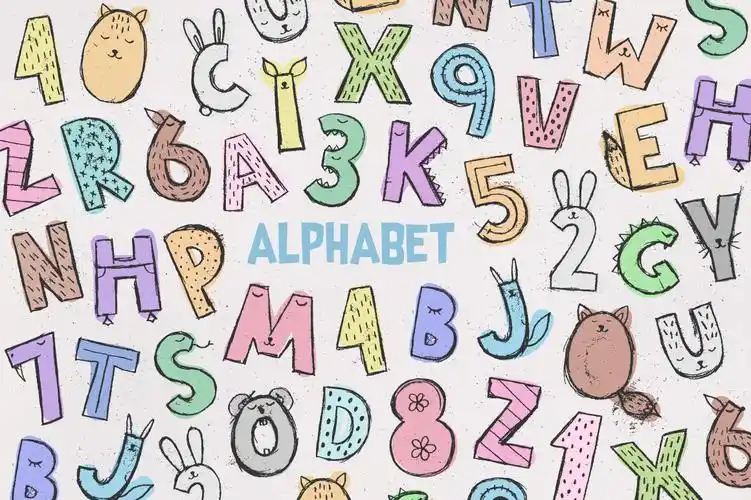 可爱卡通动物字母元素装饰图案矢量素材 cute stamps