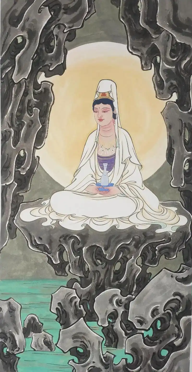 观音三十二像之岩户观音,观音菩萨端坐于岩洞佛之中,静坐入定. - 抖音