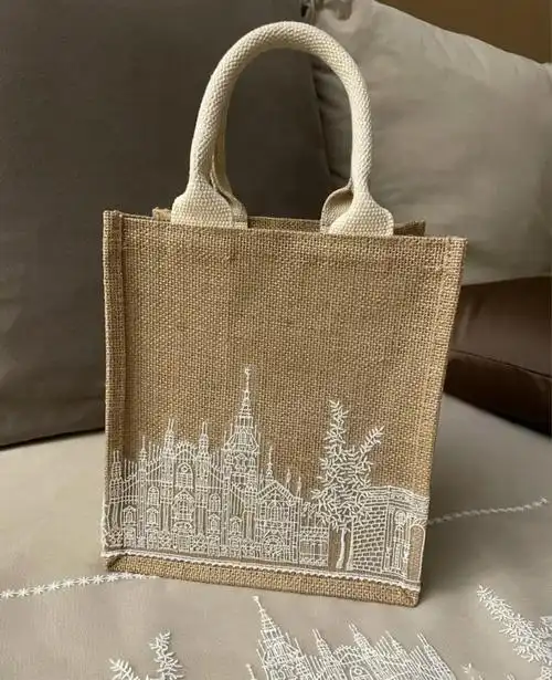 现货直发同款小红书diy日系黄麻袋麻布包麻袋包手提袋环保购物北极象