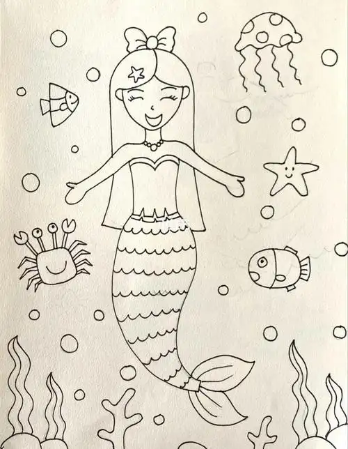 美人鱼卡通简笔画