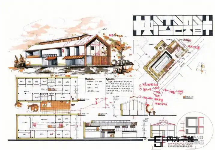 抄绘学习走起来今天我们抄绘学习小型服务公建类快题#考研快题设计
