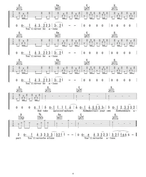 never be alone吉他谱(图片谱,弹唱)_shawn mendes(肖恩·蒙德兹