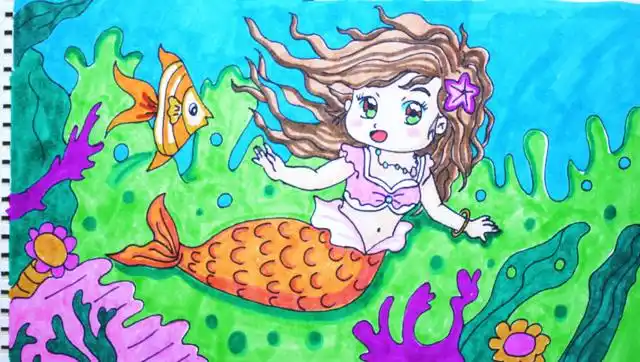 神笔简笔画中外童话故事海的女儿,儿童成人绘画马克笔教程大全