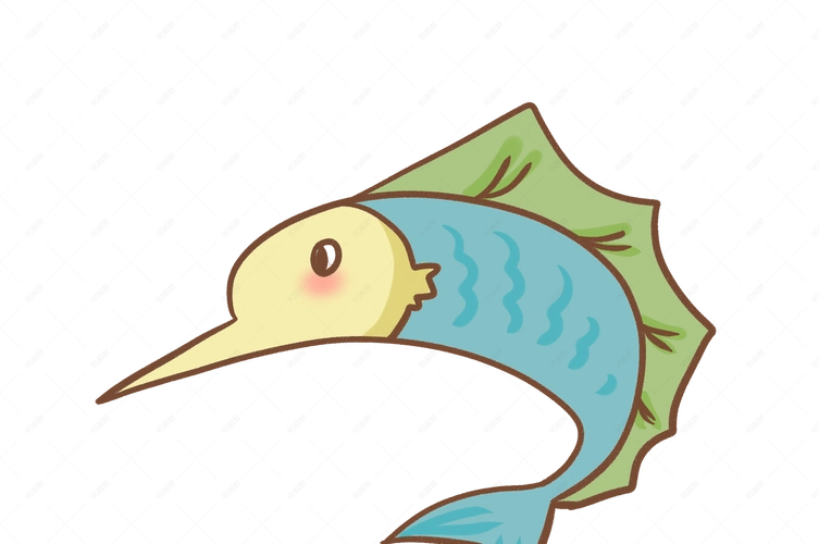 可爱海洋动物箭鱼插画